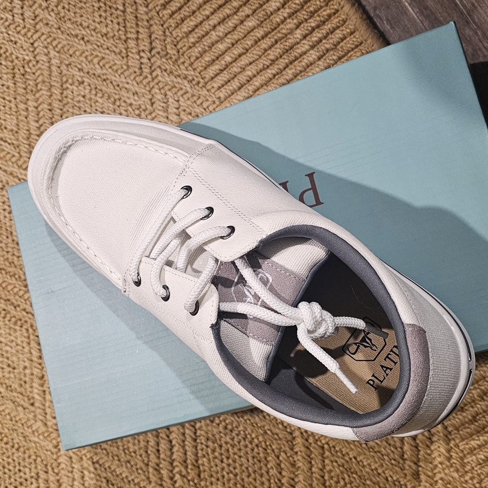 Men's White Canvas Lace-Up Casual Shoes
